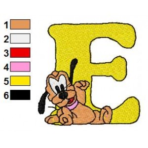 E Pluto Disney Baby Alphabet Embroidery Design